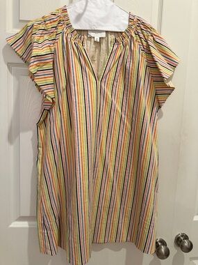 Pomander Place Multicolor Striped Flutter-Sleeve Mini Dress